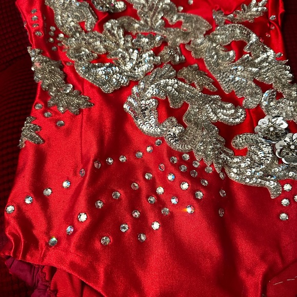 Vintage Ruby Sequin Majorette, Rhythmic gymnastics, figure skating bodysuit - Picture 5 of 14